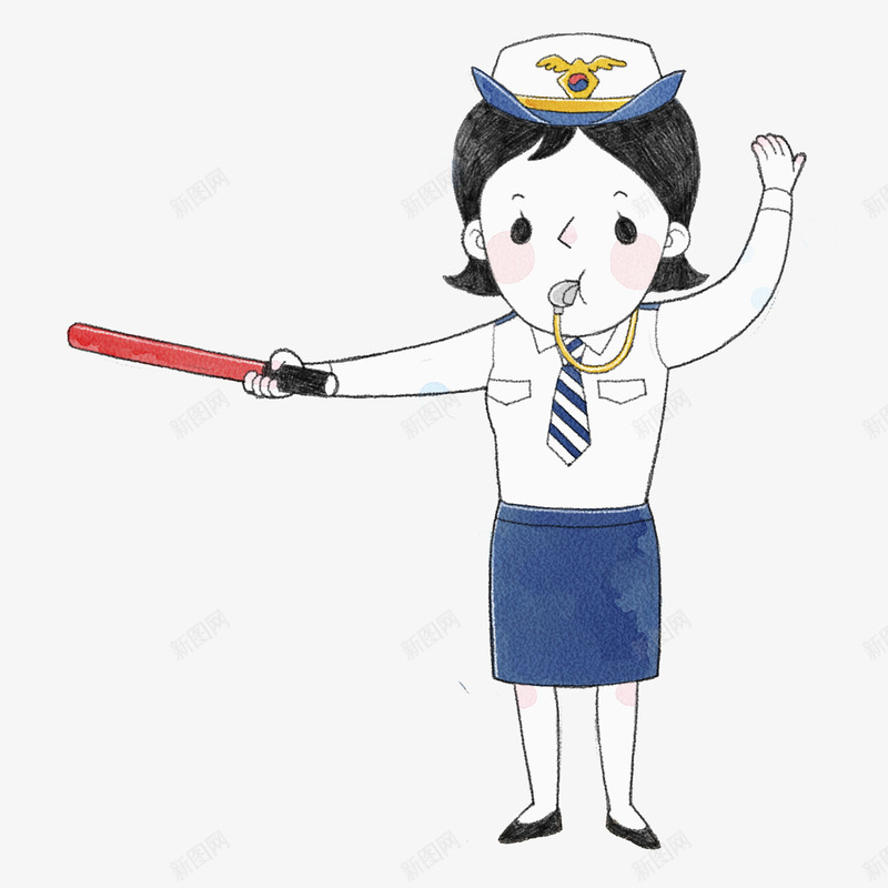 手绘女交警png免抠素材_新图网 https://ixintu.com 严肃 制服 卡通 多彩 手绘 指挥 插画 职业