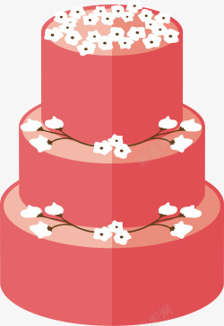 白色花朵装饰蛋糕矢量图素材