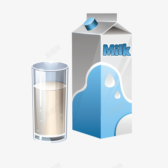新鲜牛奶矢量图ai免抠素材_新图网 https://ixintu.com 包装盒 牛奶 饮品 矢量图