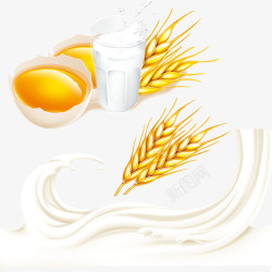 鸡蛋牛奶小麦营养素材