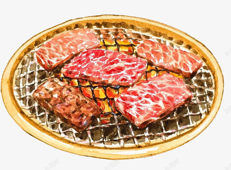 手绘烤肉png免抠素材_新图网 https://ixintu.com 手绘 烤肉 网格 食物