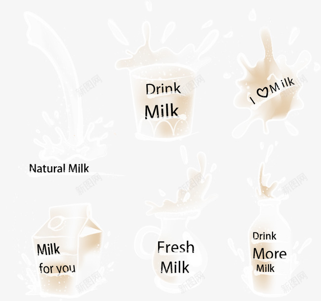 手绘牛奶矢量图ai免抠素材_新图网 https://ixintu.com 手绘 液体 牛奶 矢量图