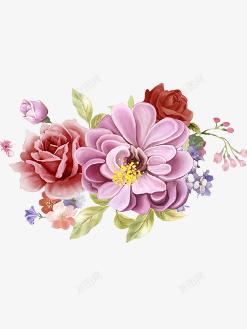 鲜艳漂亮的手绘花png免抠素材_新图网 https://ixintu.com 下载图片 好看的花 手绘 漂亮的花