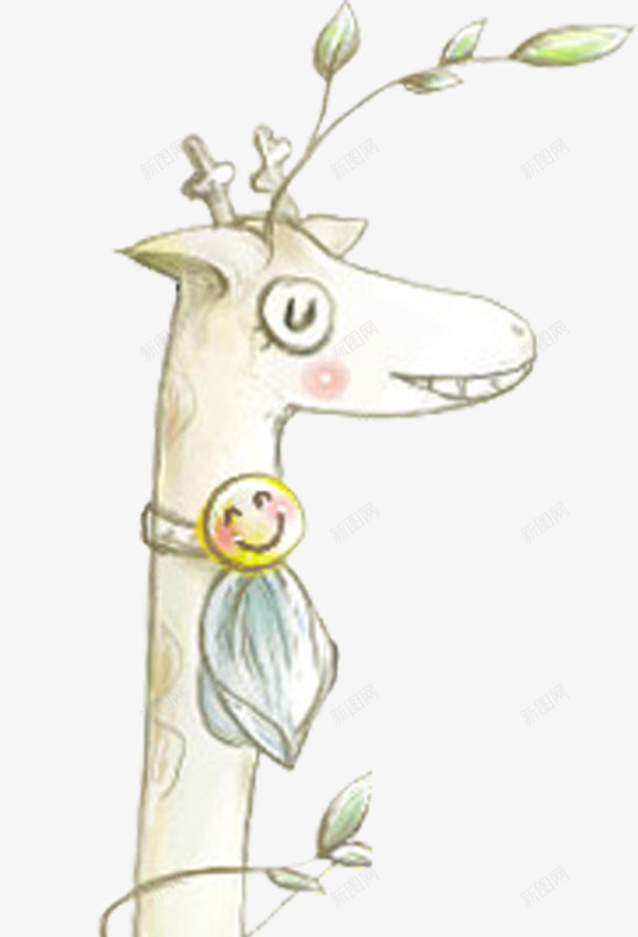 手绘可爱笑脸长颈鹿漫画动物png免抠素材_新图网 https://ixintu.com 动物 可爱 漫画 笑脸 长颈鹿