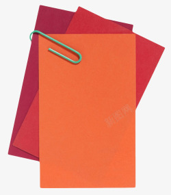 堆叠信息矢量图用回形针固定的红色便笺纸实物高清图片