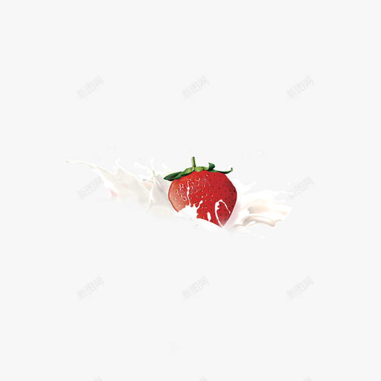 草莓加牛奶png免抠素材_新图网 https://ixintu.com 健康营养 牛奶 草莓 饮品 饮料