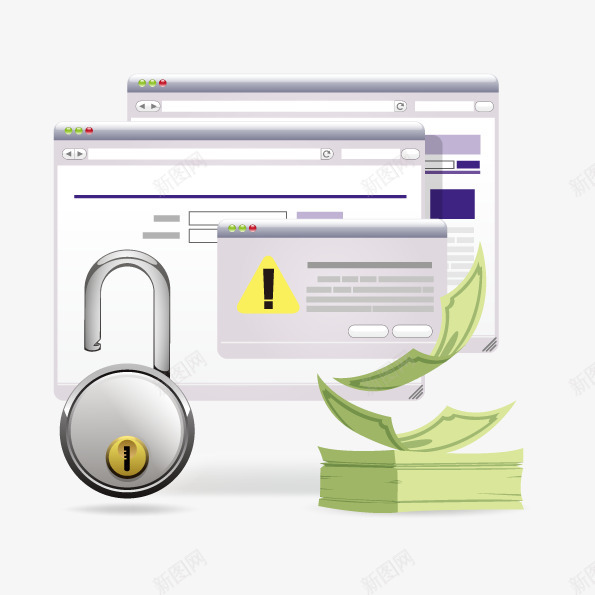 信息安全png免抠素材_新图网 https://ixintu.com 上锁 信息安全 窗口 网络安全 财富安全