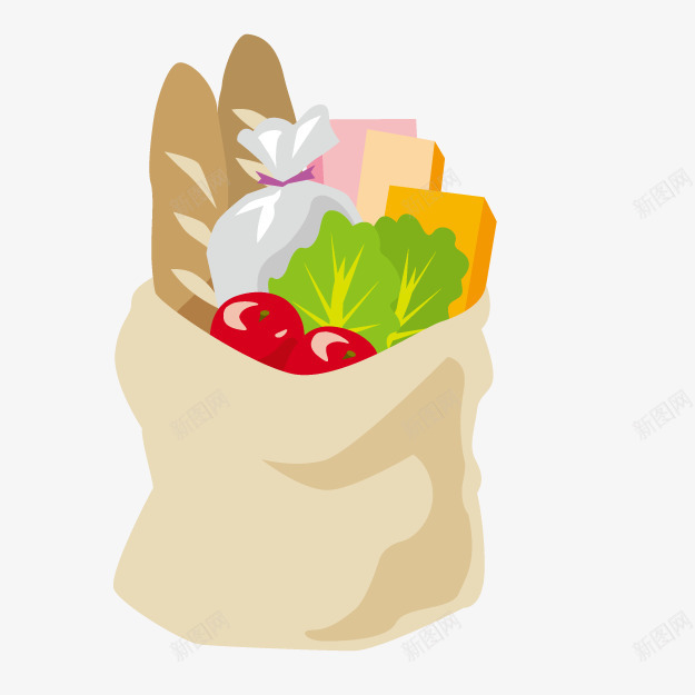一袋食材png免抠素材_新图网 https://ixintu.com 一袋食材 买菜 食材 食物