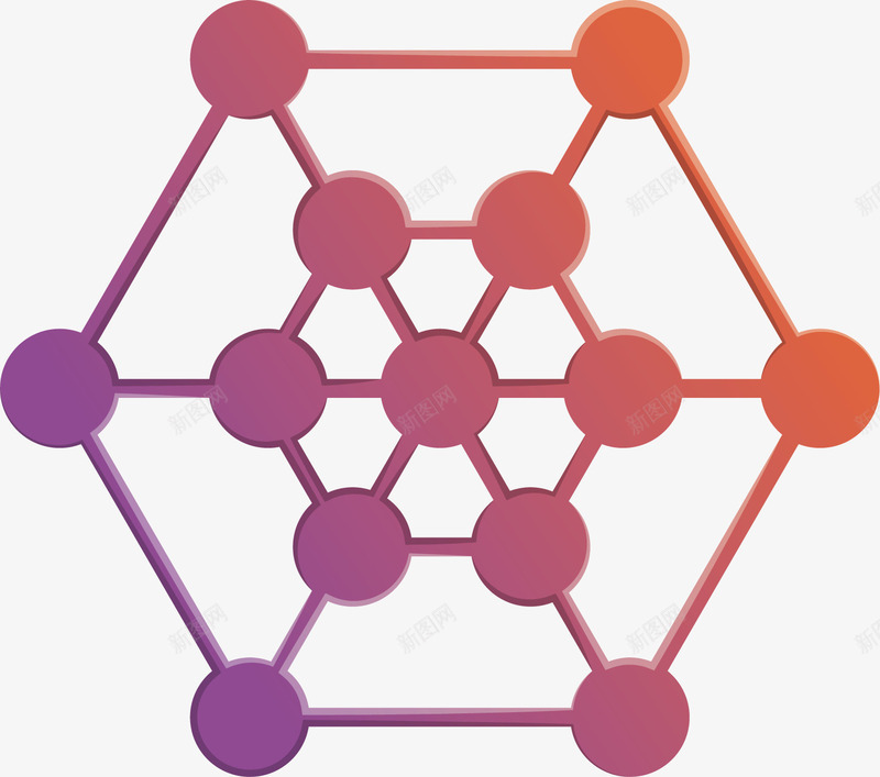 个性网格图矢量图ai免抠素材_新图网 https://ixintu.com 个性 分子结构 正六边形 渐变色 网状 矢量图