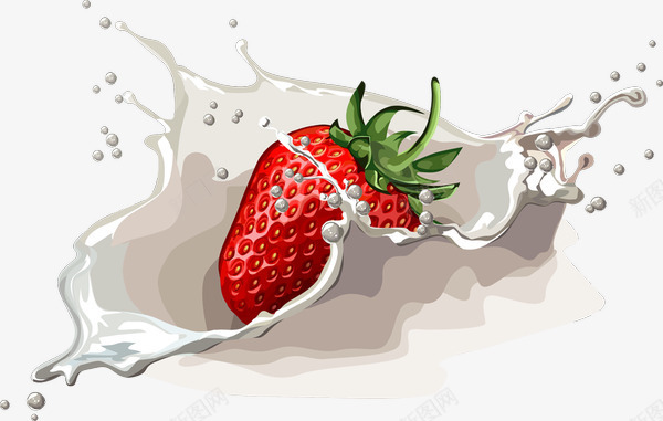 落在牛奶中的草莓png免抠素材_新图网 https://ixintu.com 落在牛奶中的草莓
