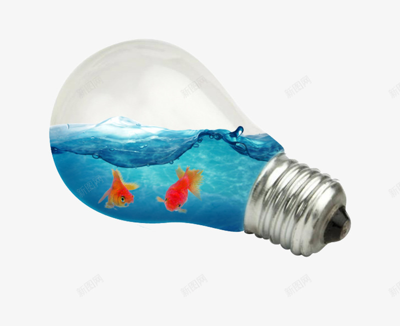 海洋灯泡png免抠素材_新图网 https://ixintu.com 创意 宠物 玻璃 蓝海 金属 金鱼