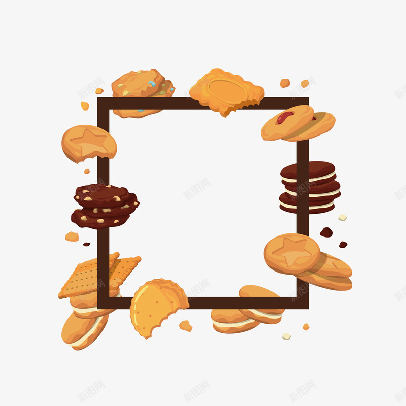 巧克力饼干和牛奶饼干矢量图eps免抠素材_新图网 https://ixintu.com 巧克力 边框 饼干 饼干png 饼干矢量图 矢量图