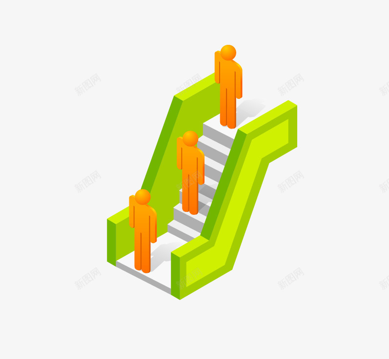 绿色立体电梯矢量图ai免抠素材_新图网 https://ixintu.com 3D 3D小人 卡通 楼梯 电梯 立体 矢量图