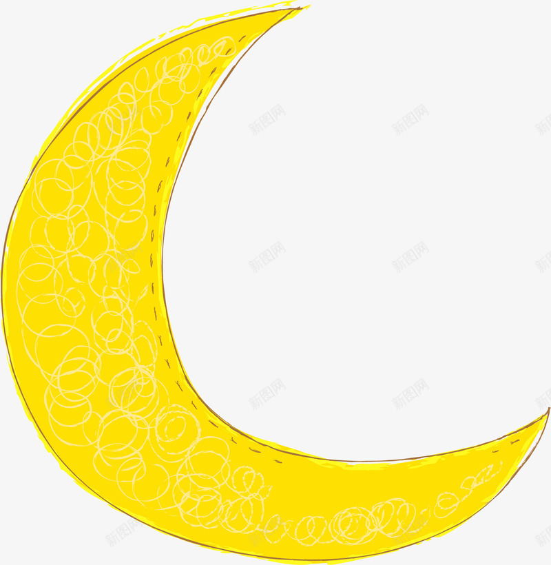 手绘黄色月亮png免抠素材_新图网 https://ixintu.com 免抠PNG 弯月 手绘 月亮 简约 线条 黄色