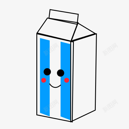 牛奶笑脸图标png_新图网 https://ixintu.com 休闲食品 创意图标 创意牛奶杯 创意笑脸 图标 牛奶 白色 笑脸 蓝色 食物