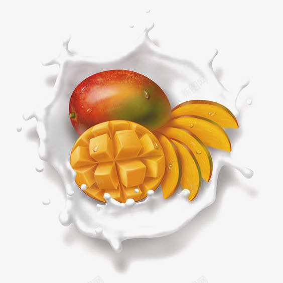 创意水果png免抠素材_新图网 https://ixintu.com 牛奶 芒果 香蕉