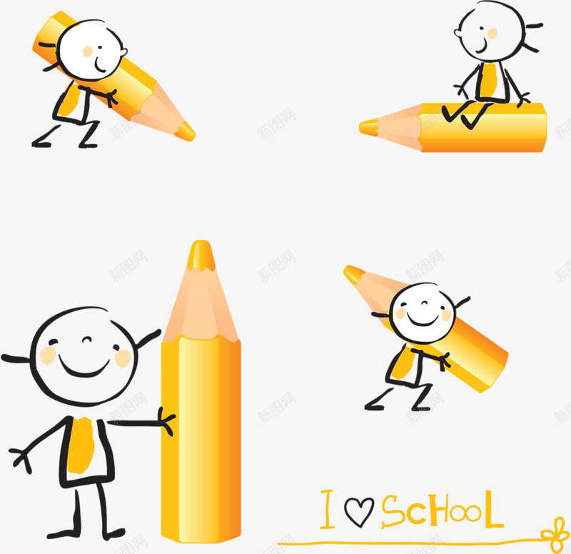 手绘画笔和小人png免抠素材_新图网 https://ixintu.com 人物 卡通 小人 画笔