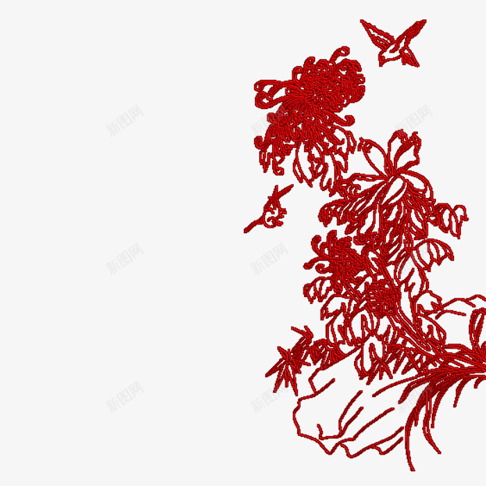 刺绣菊花纹理装饰图案png免抠素材_新图网 https://ixintu.com 中国风 刺绣 纹理 花纹 装饰