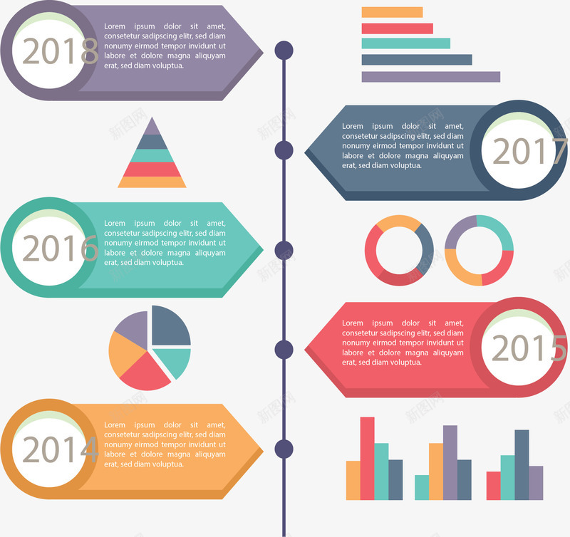 彩色图表时间轴图表矢量图ai免抠素材_新图网 https://ixintu.com 信息图表 时间轴 步骤图 流程图 矢量png 统计图表 矢量图