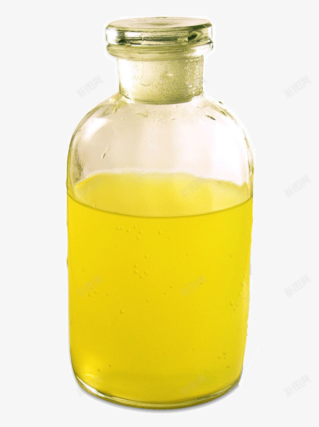 一瓶黄色的水png免抠素材_新图网 https://ixintu.com 产品实物 水 玻璃瓶 黄色