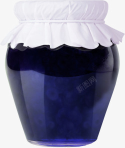 手绘蓝色玻璃瓶素材