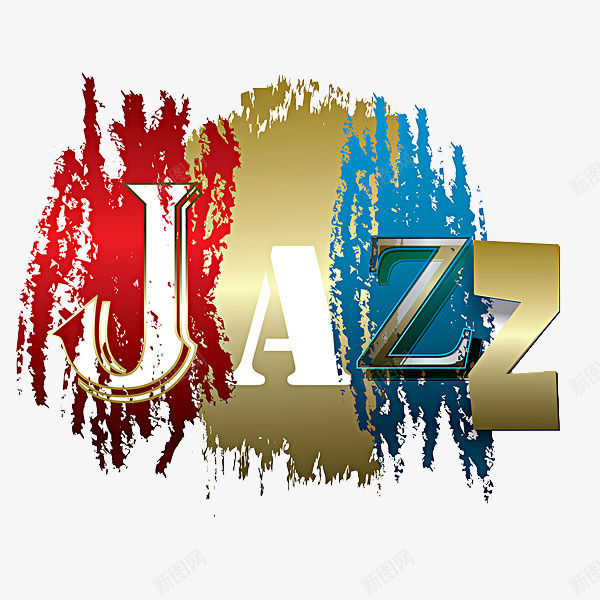 jazz艺术字png免抠素材_新图网 https://ixintu.com 字体 彩色 素材 金属色