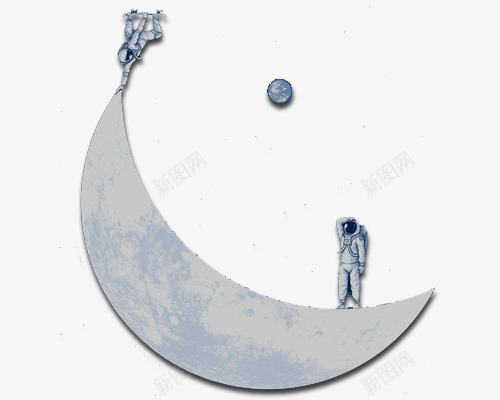 月亮上的宇航员png免抠素材_新图网 https://ixintu.com 卡通 太空 手绘 插画