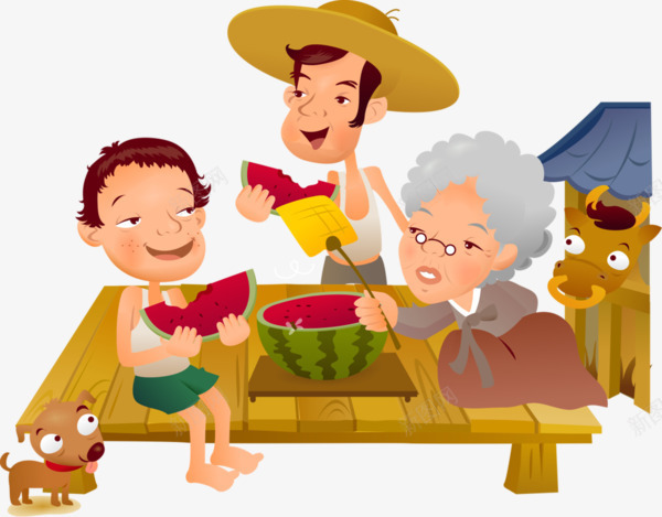 吃瓜的孩子png免抠素材_新图网 https://ixintu.com 农民 吃瓜 孩子 手绘 西瓜