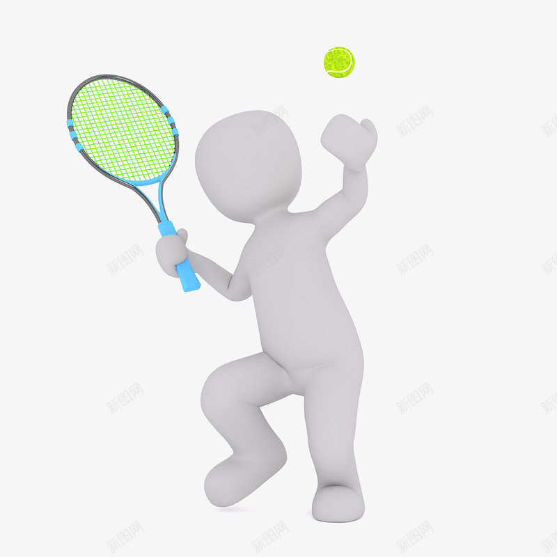 打网球的人png免抠素材_新图网 https://ixintu.com 3D小人 打网球 白色 运动元素 锻炼