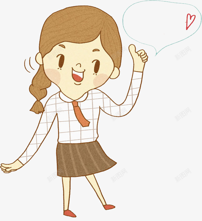 可爱的女生图png免抠素材_新图网 https://ixintu.com 卡通 大拇指 女生 插图 漂亮的 短裙 称赞