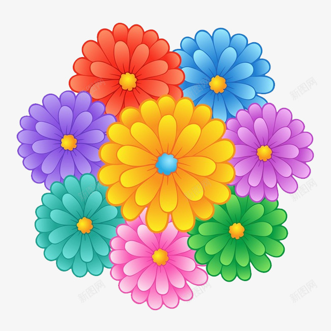 漂亮的花png免抠素材_新图网 https://ixintu.com 彩色的花 矢量装饰 花朵 装饰 鲜花