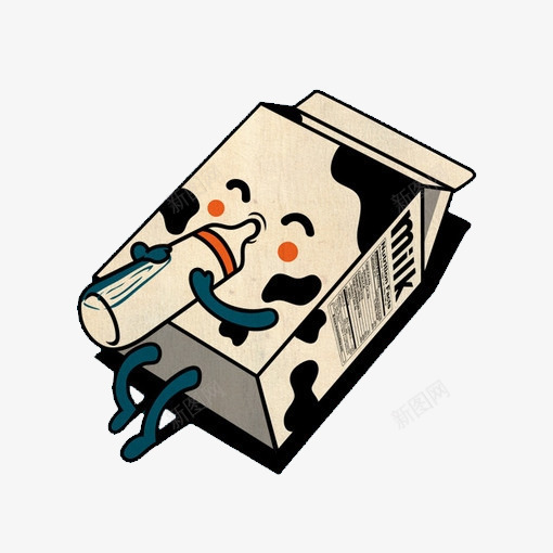 卡通牛奶png免抠素材_新图网 https://ixintu.com 创意 可爱 喝奶 牛奶