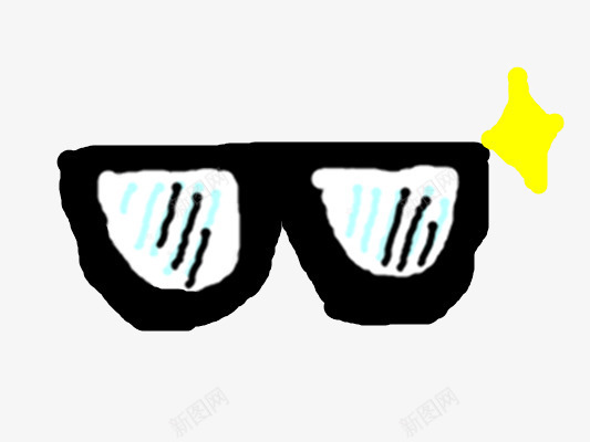 黑框卡通眼睛png免抠素材_新图网 https://ixintu.com 一副眼镜 漫画类眼镜 眼睛类装饰元素