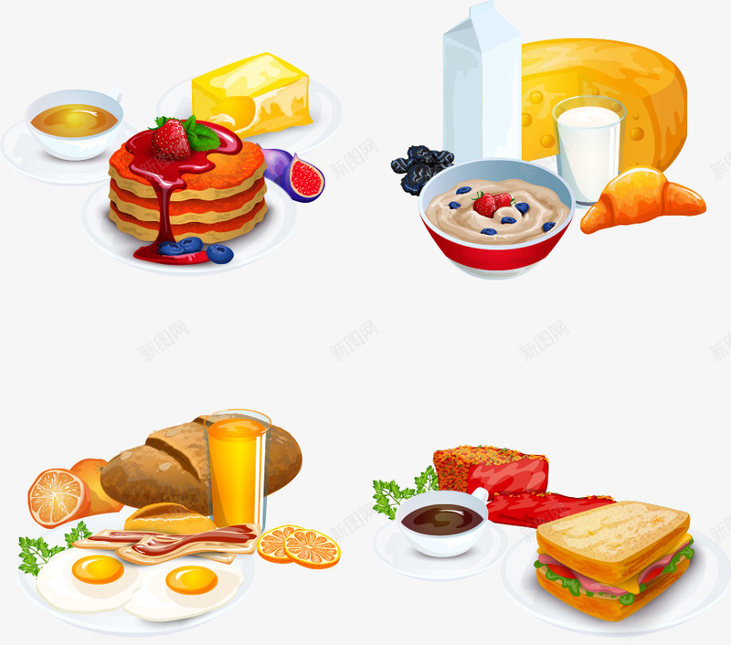 美味的早餐矢量图ai免抠素材_新图网 https://ixintu.com 早餐 牛奶 美味早餐 面包 矢量图