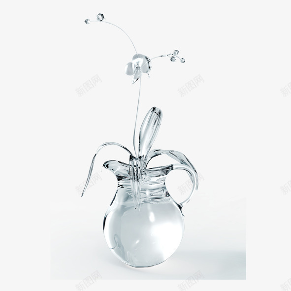 水晶艺术花瓶png免抠素材_新图网 https://ixintu.com 玻璃 瓶 花 透明