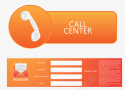 注册页面设计电话橙色页面登录导航矢量图高清图片