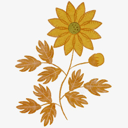 金色手绘菊花图案纹样素材