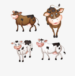 白色的奶牛和棕色的奶牛矢量图素材
