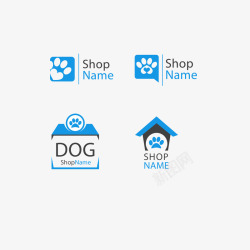 宠物店标识蓝色狗掌印宠物店标识图标高清图片