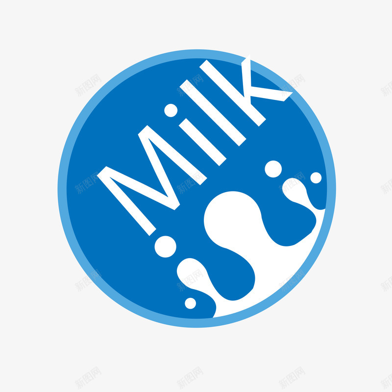 牛奶标签png免抠素材_新图网 https://ixintu.com 卡通 圆形 手绘 标签 牛奶 白色 简图 英文 蓝色
