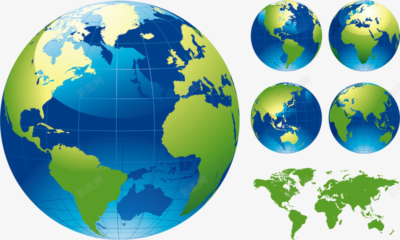 地球仪png免抠素材_新图网 https://ixintu.com 世界地图 圆球 地球 水晶球 球 矢量素材