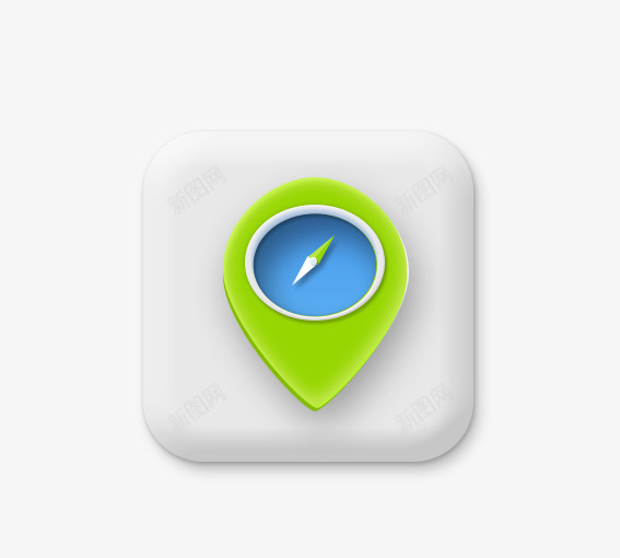 立体指南针图标png_新图网 https://ixintu.com 个性图标 创意图标 创意按钮 图标 方向 时尚图标 白色 绿色