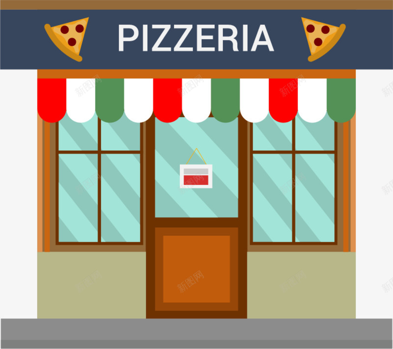 小清新披萨店png免抠素材_新图网 https://ixintu.com pizzeria 多彩商店 小清新商店 披萨店 简约商店 绿色玻璃