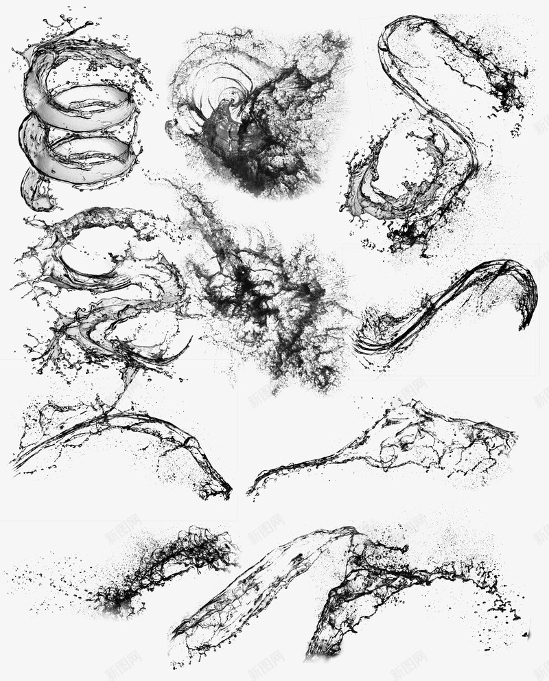 水墨png免抠素材_新图网 https://ixintu.com 水墨风格 水波 水花