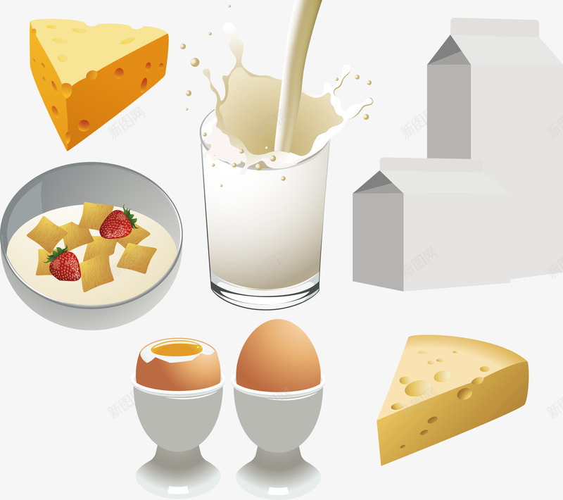 牛奶和面包png免抠素材_新图网 https://ixintu.com 早餐 糕点 营养 营养师 鸡蛋