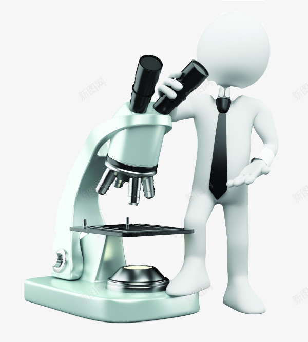 看显微镜的3D小人png免抠素材_新图网 https://ixintu.com 3D 小人 显微镜 生物