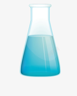手绘蓝色化学玻璃瓶矢量图素材