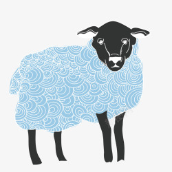 苏格兰黑绵羊淡蓝色小羊卡通矢量图高清图片