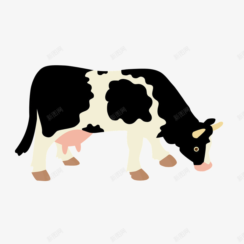 低头的奶牛png免抠素材_新图网 https://ixintu.com 动物 可爱的 奶头 奶牛 挤奶 挤牛奶 牛奶 黑白花斑
