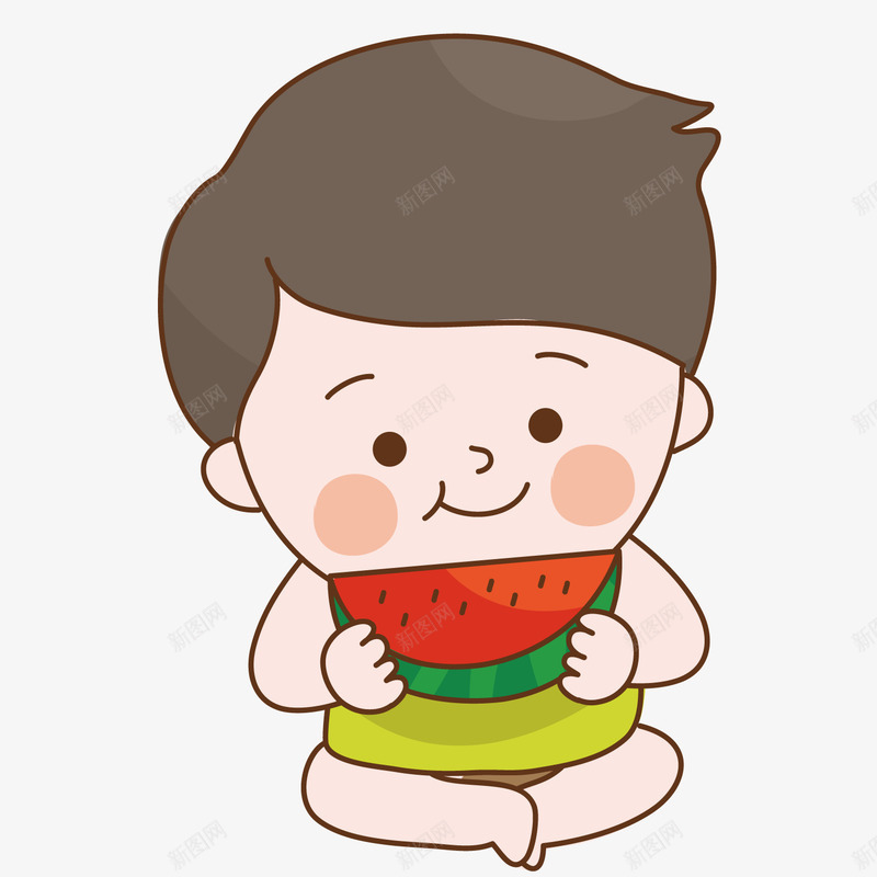 坐着吃西瓜的男孩png免抠素材_新图网 https://ixintu.com 坐着 男孩 西瓜